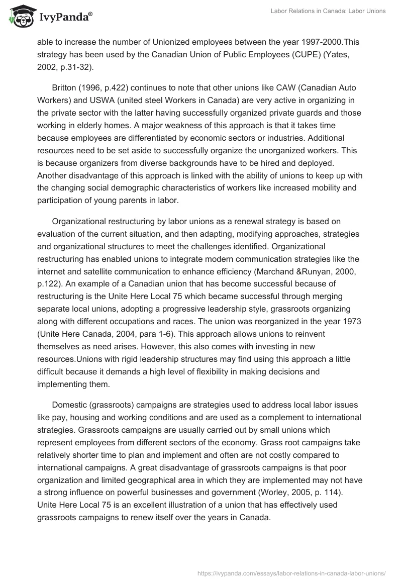 Labor Relations in Canada: Labor Unions. Page 2