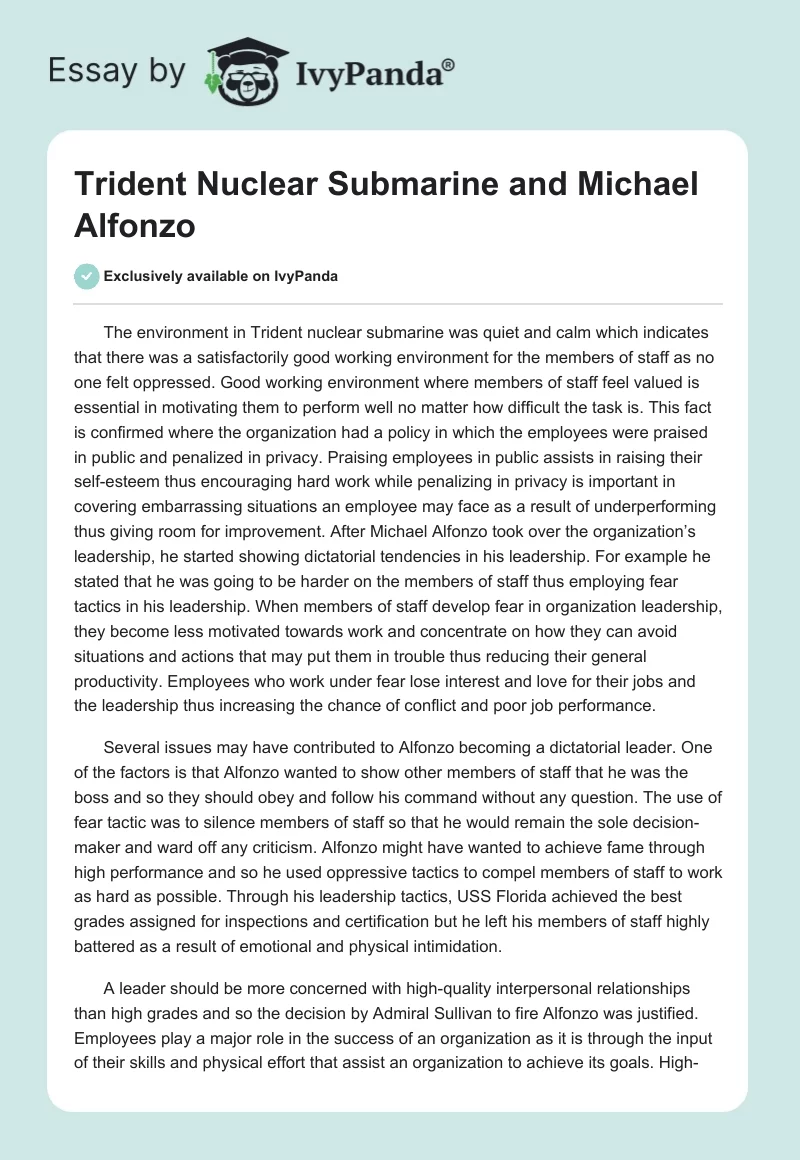 Trident Nuclear Submarine and Michael Alfonzo. Page 1