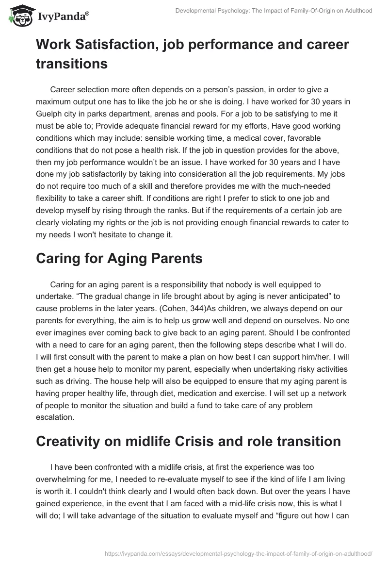 Developmental Psychology: The Impact of Family-Of-Origin on Adulthood. Page 3