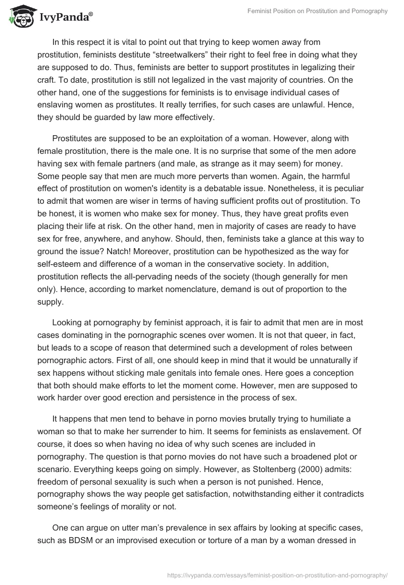 Feminist Position on Prostitution and Pornography. Page 2