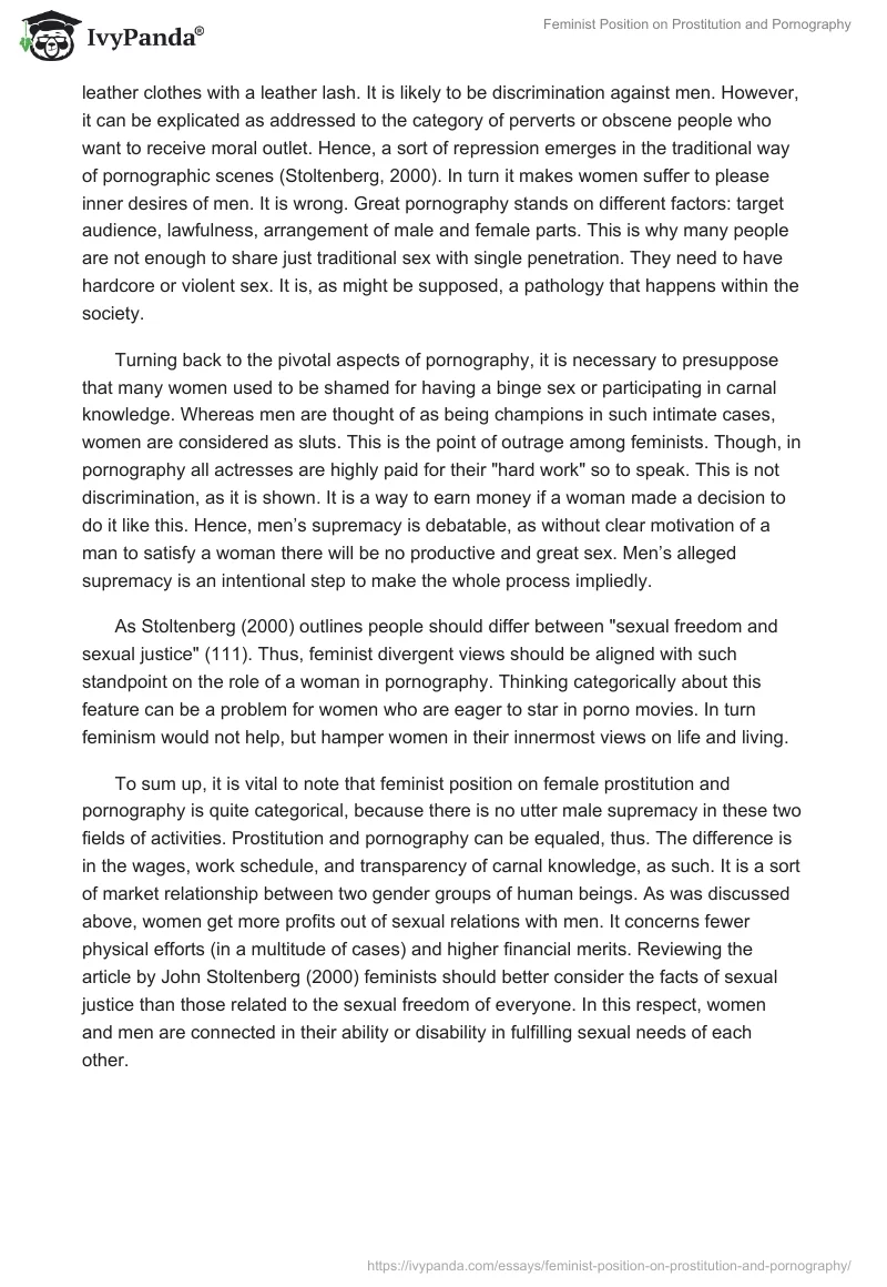 Feminist Position on Prostitution and Pornography. Page 3