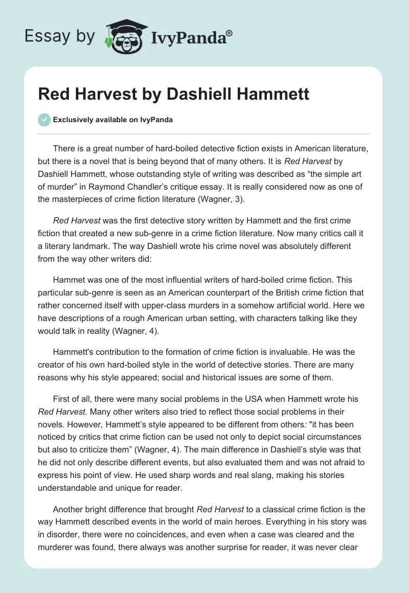 "Red Harvest" by Dashiell Hammett. Page 1