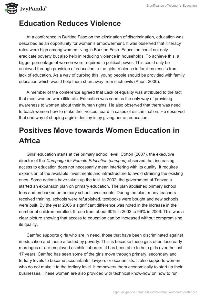 Significance of Women's Education. Page 4