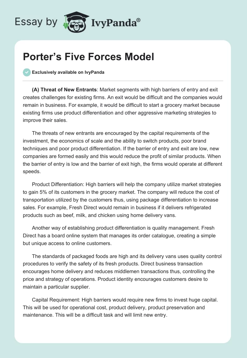 Porter’s Five Forces Model. Page 1