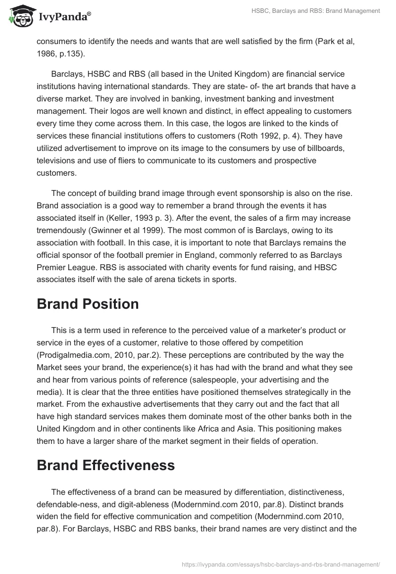 HSBC, Barclays and RBS: Brand Management. Page 2