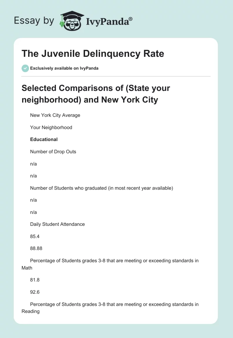 The Juvenile Delinquency Rate. Page 1