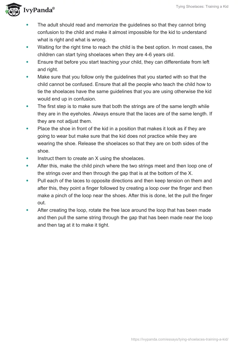 Tying Shoelaces: Training a Kid. Page 2