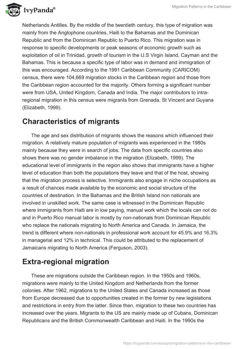 Migration Patterns in the Caribbean. Page 2