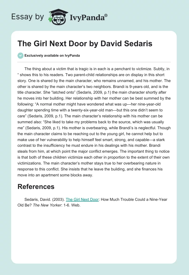 "The Girl Next Door" by David Sedaris. Page 1