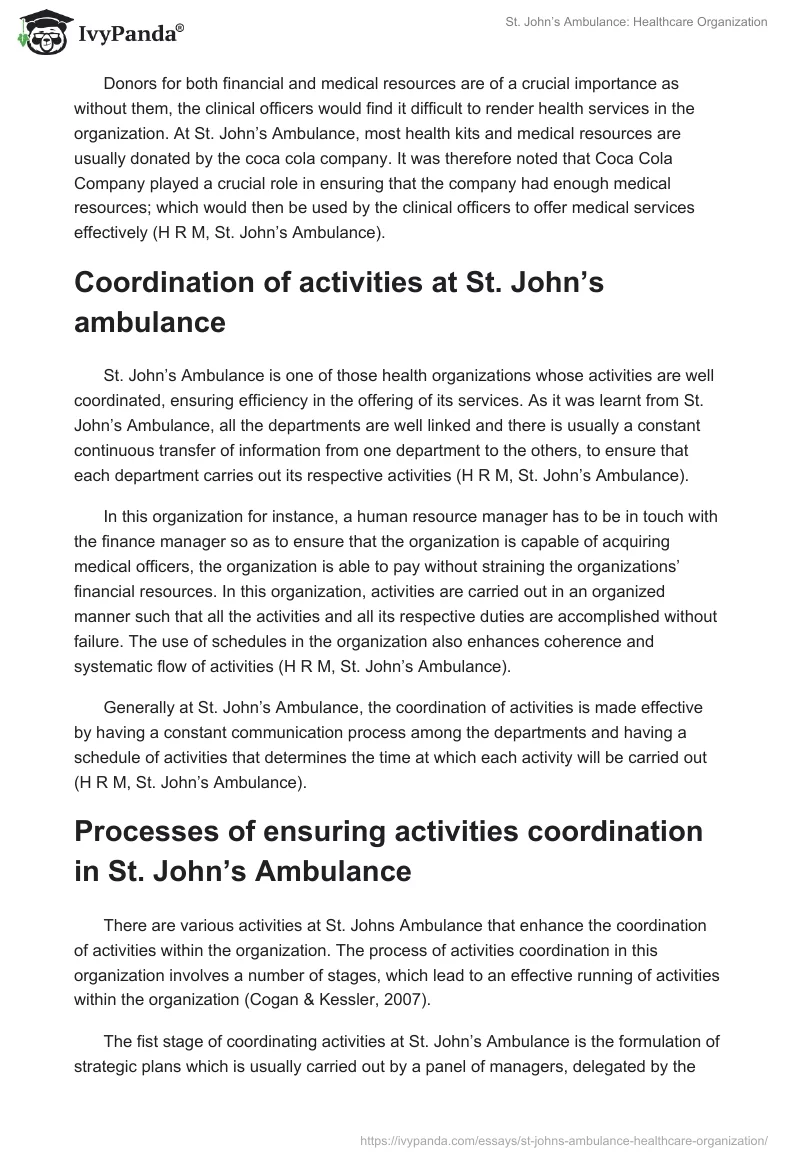 St. John’s Ambulance: Healthcare Organization. Page 2