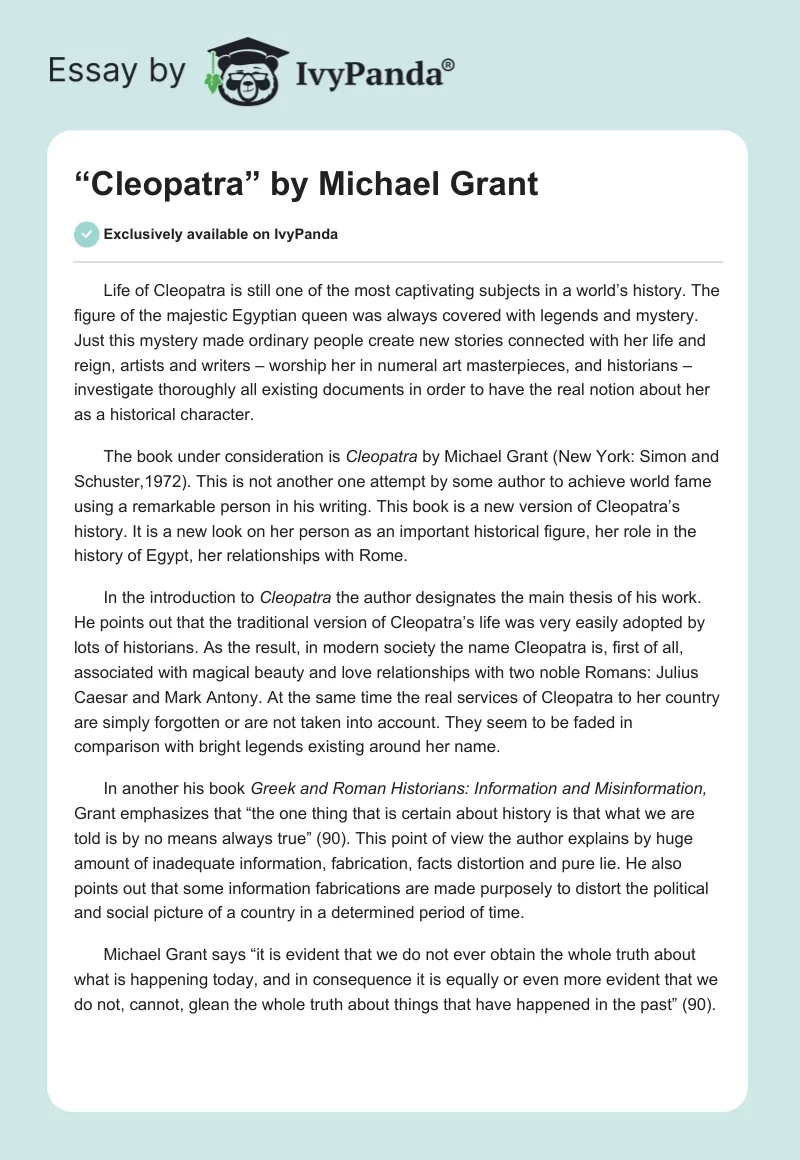 “Cleopatra” by Michael Grant. Page 1