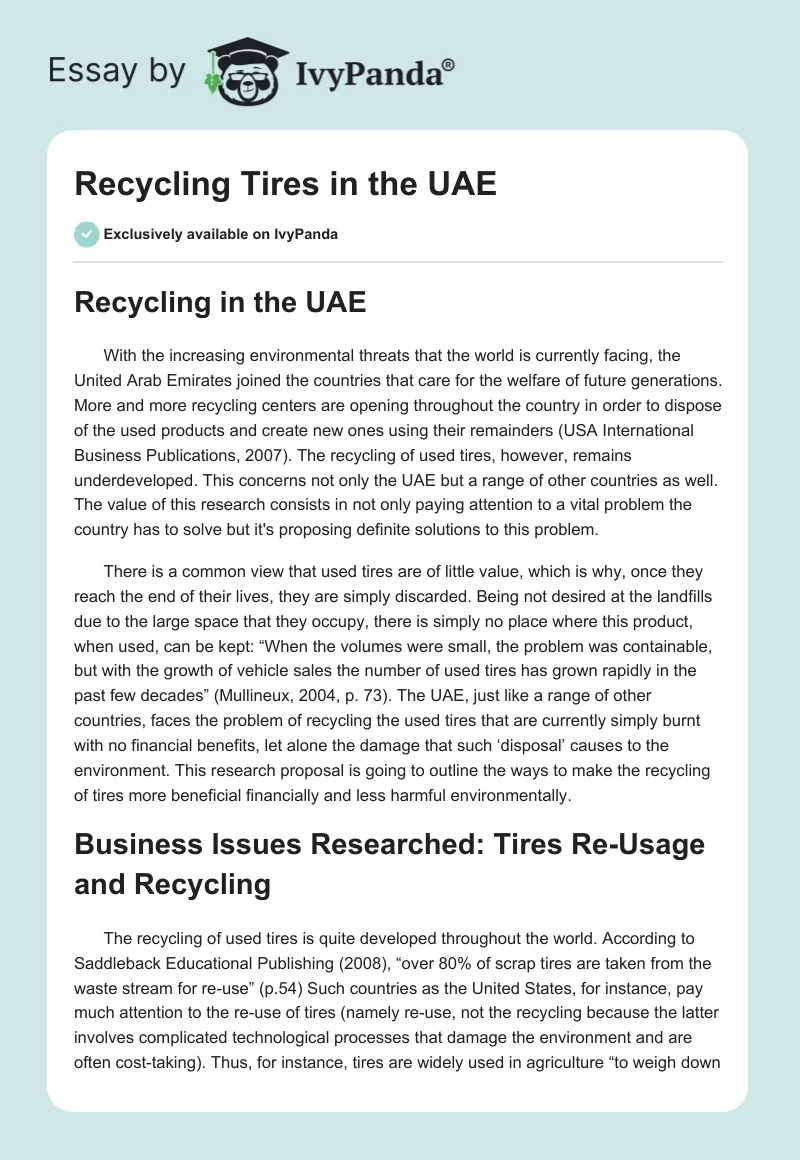 Recycling Tires in the UAE. Page 1