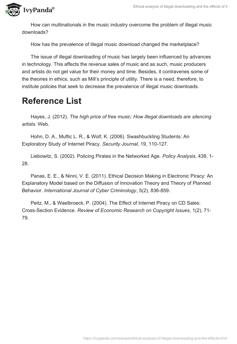 Ethical analysis of illegal downloading and the effects of it. Page 3
