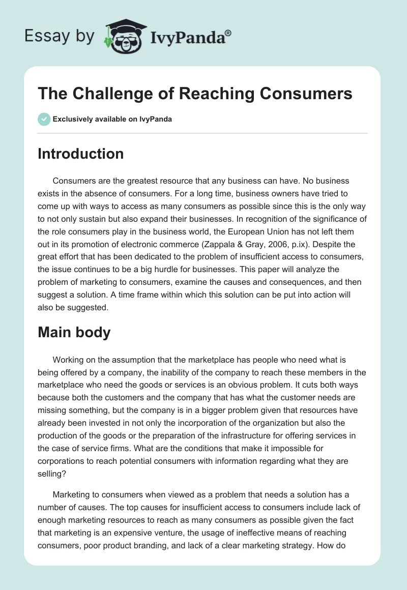 The Challenge of Reaching Consumers. Page 1