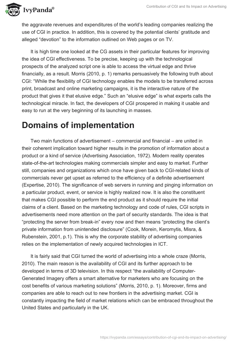 Contribution of CGI and Its Impact on Advertising. Page 2