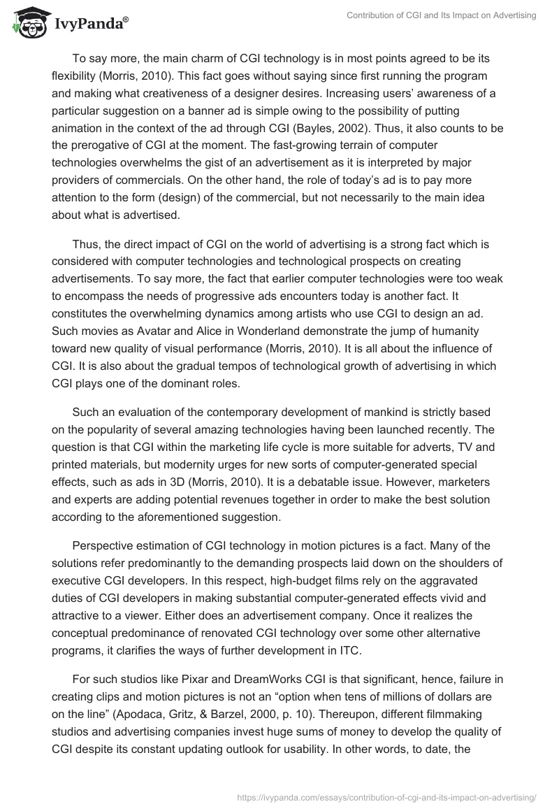 Contribution of CGI and Its Impact on Advertising. Page 3