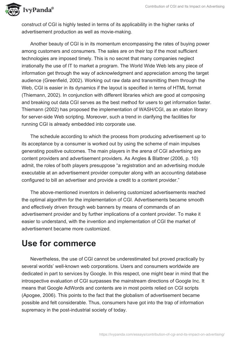 Contribution of CGI and Its Impact on Advertising. Page 4