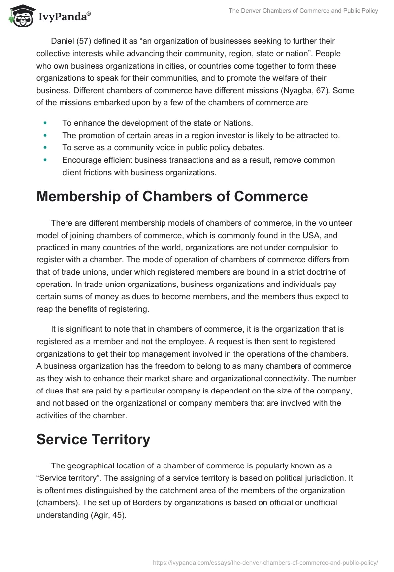 The Denver Chambers of Commerce and Public Policy. Page 2