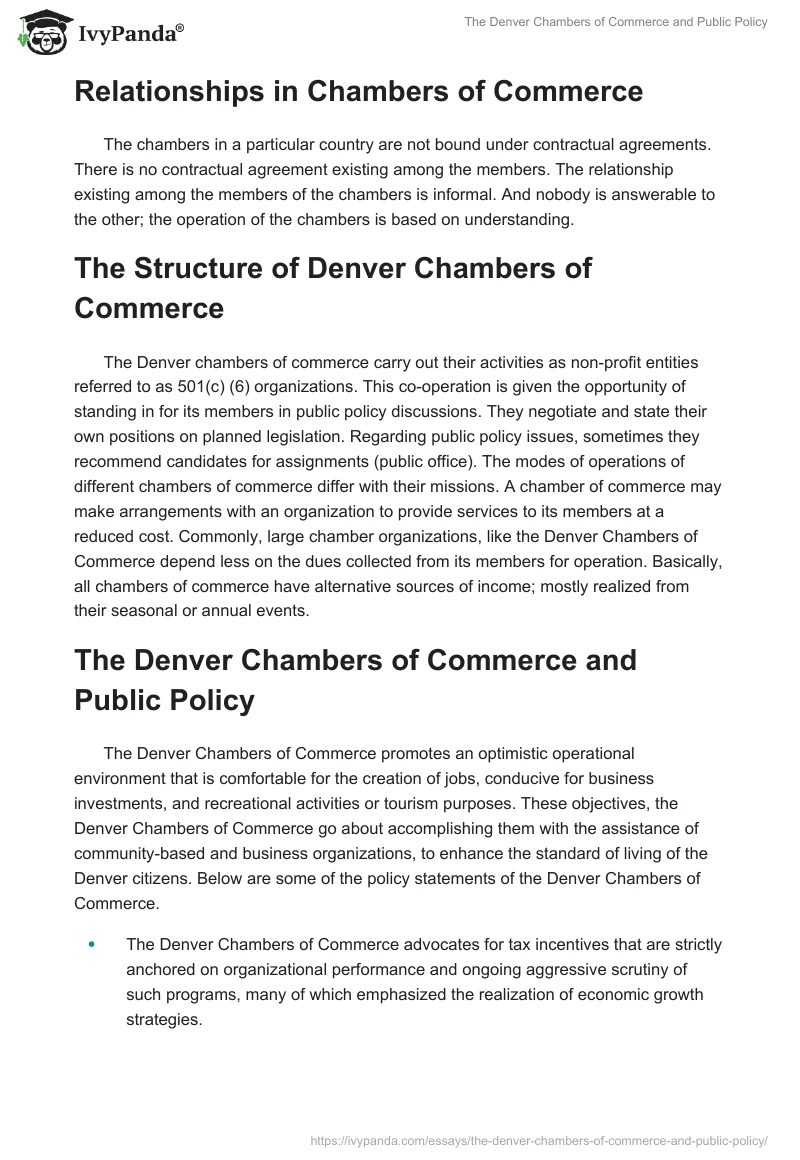 The Denver Chambers of Commerce and Public Policy. Page 3