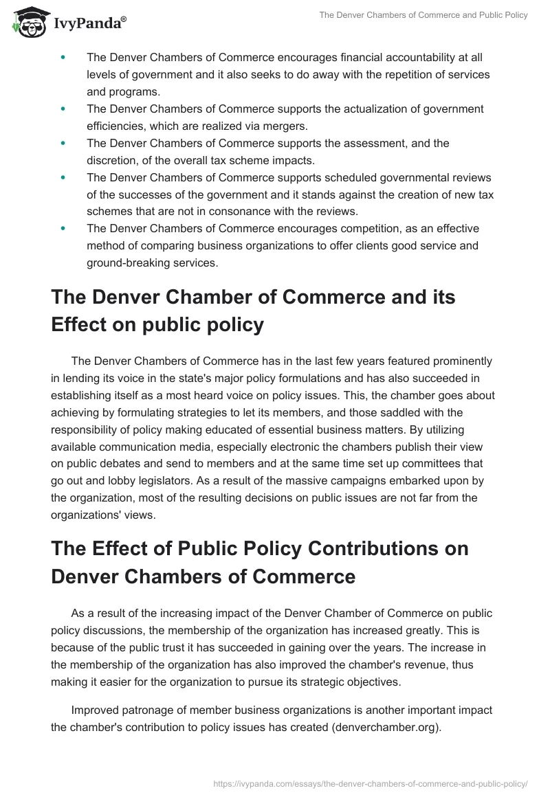 The Denver Chambers of Commerce and Public Policy. Page 4