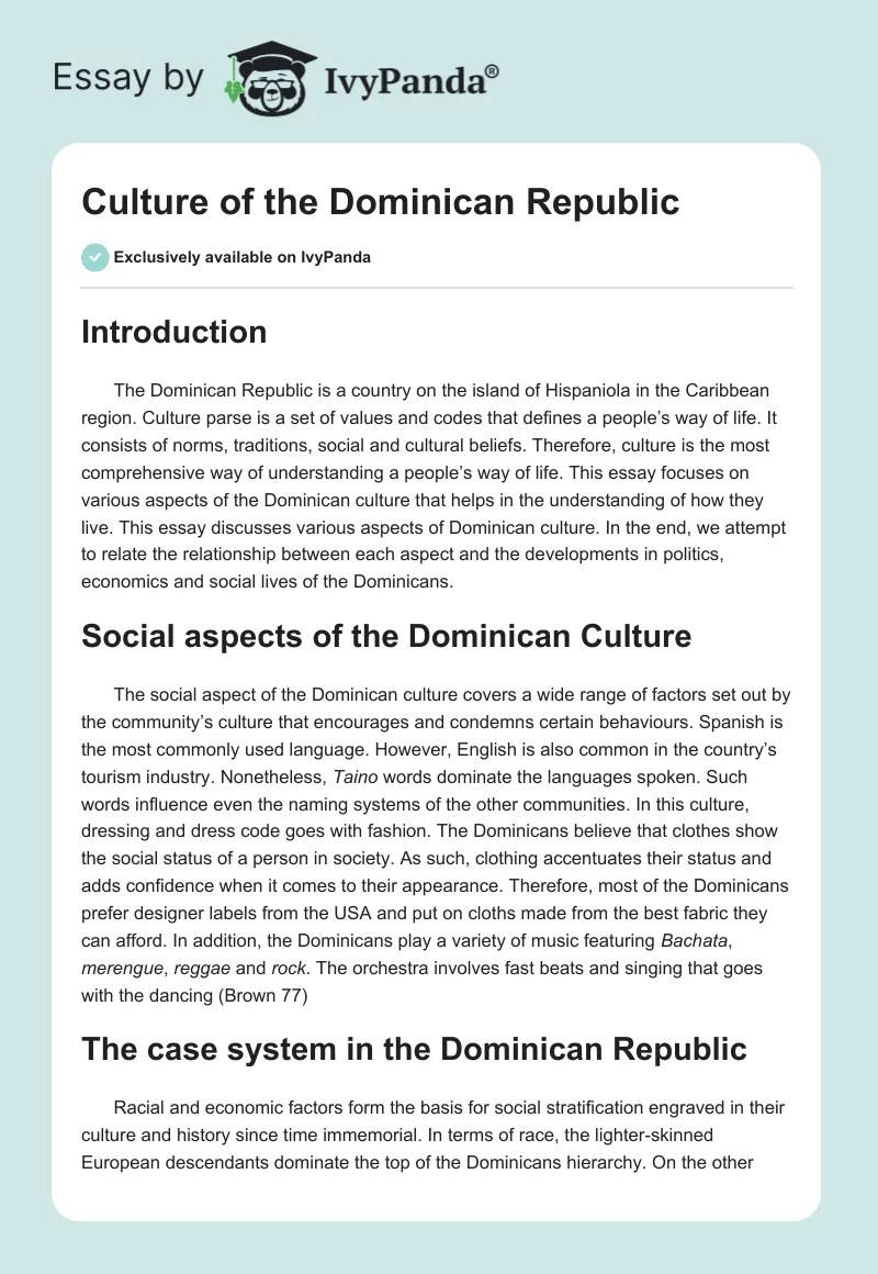 Culture of the Dominican Republic. Page 1
