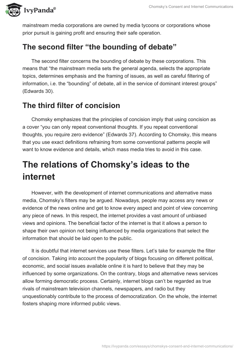 Chomsky’s Consent and Internet Communications. Page 2