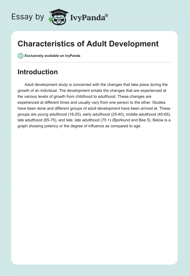Characteristics of Adult Development. Page 1