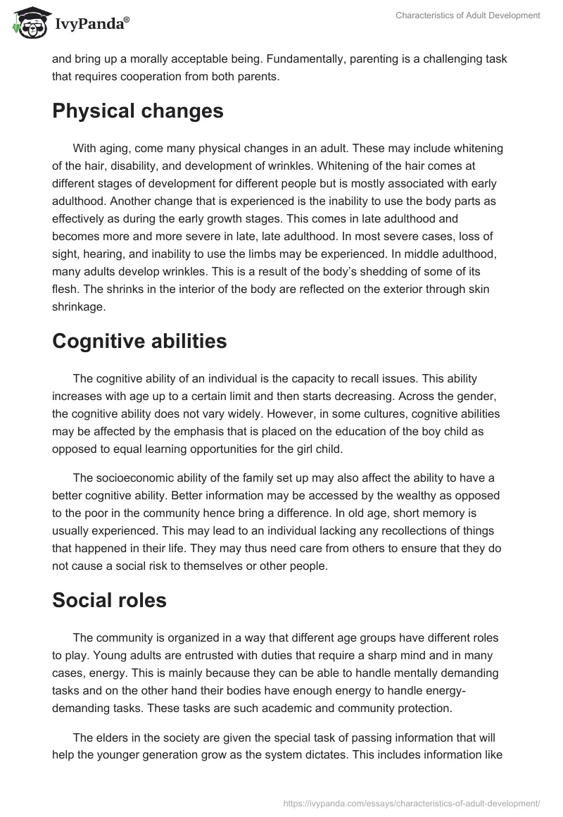 Characteristics of Adult Development. Page 3
