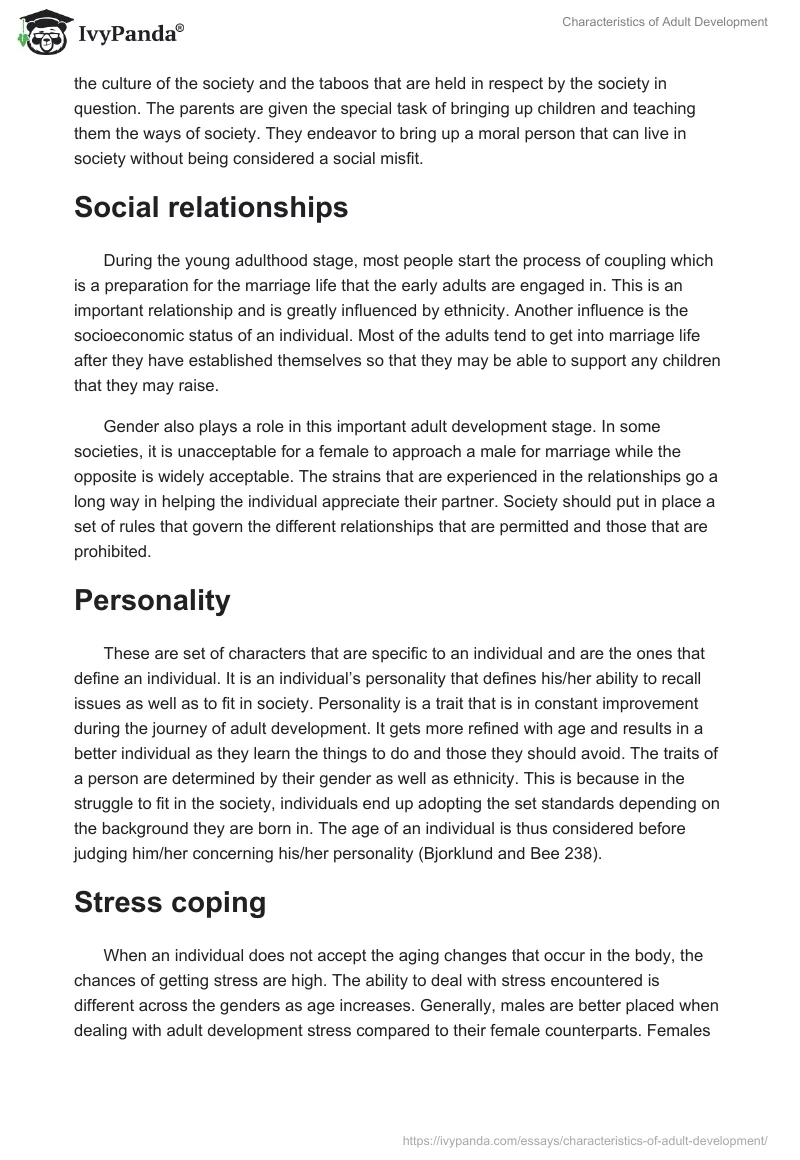 Characteristics of Adult Development. Page 4