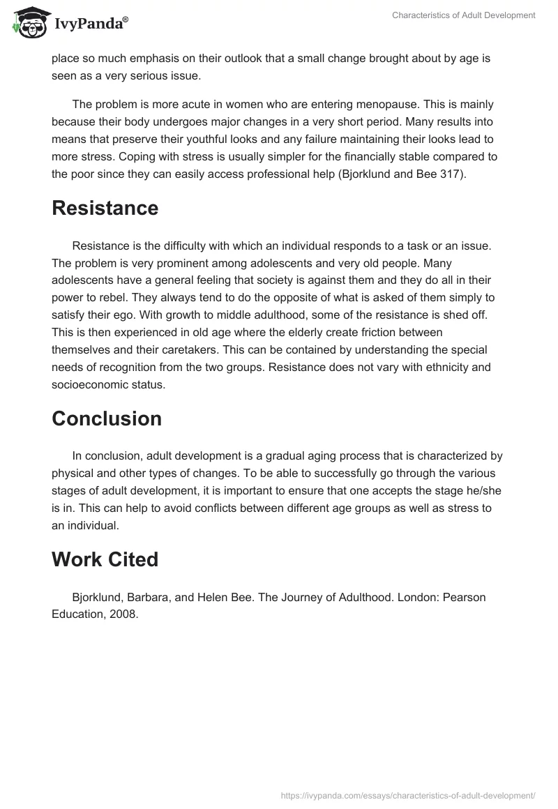 Characteristics of Adult Development. Page 5