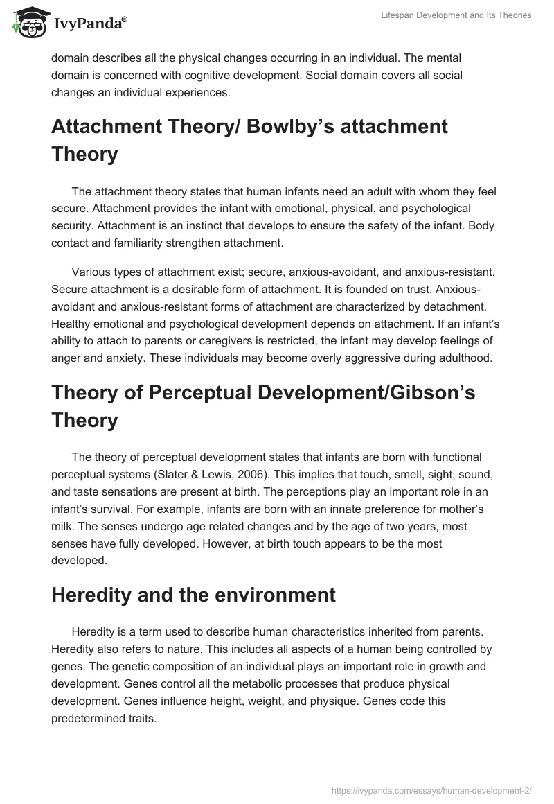 Lifespan Development and Its Theories. Page 2
