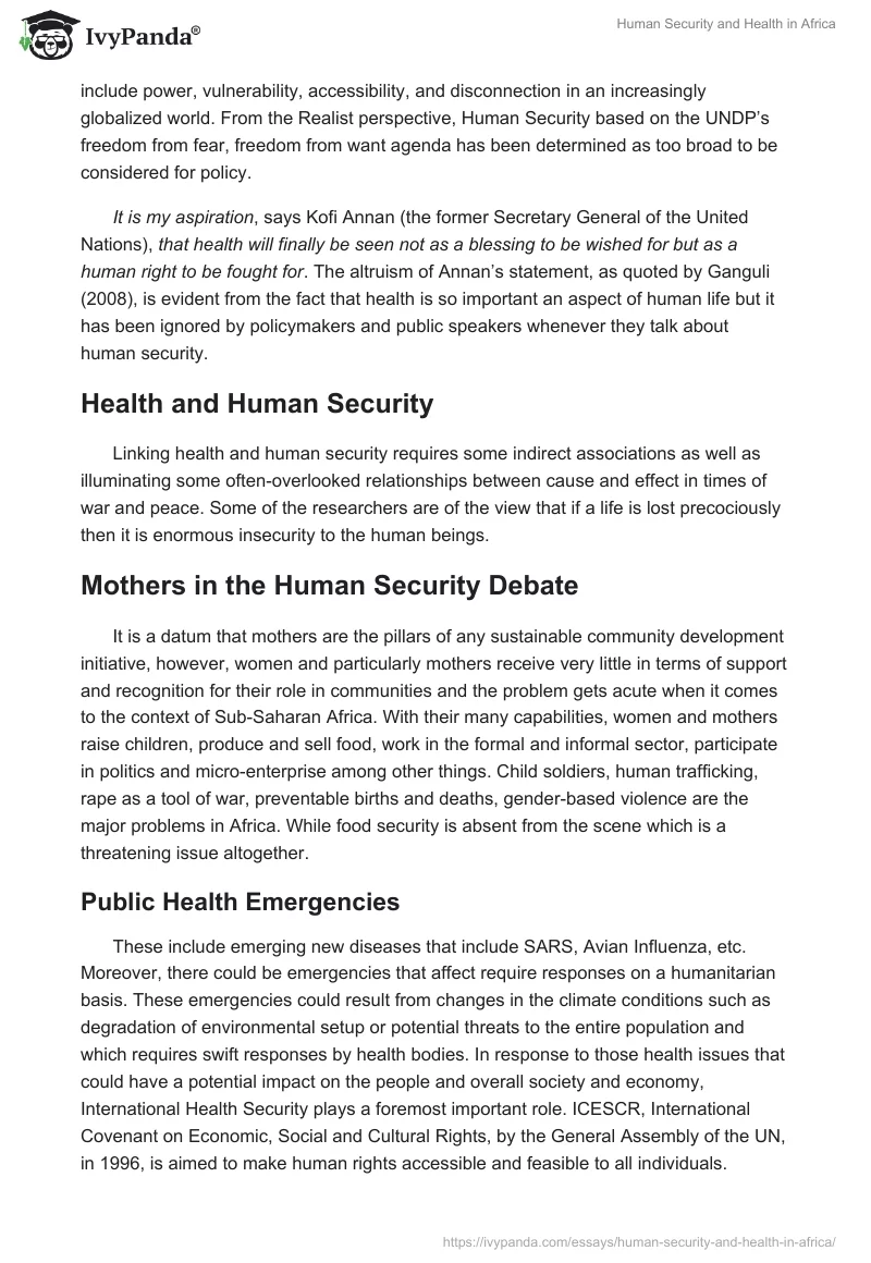 Human Security and Health in Africa. Page 4