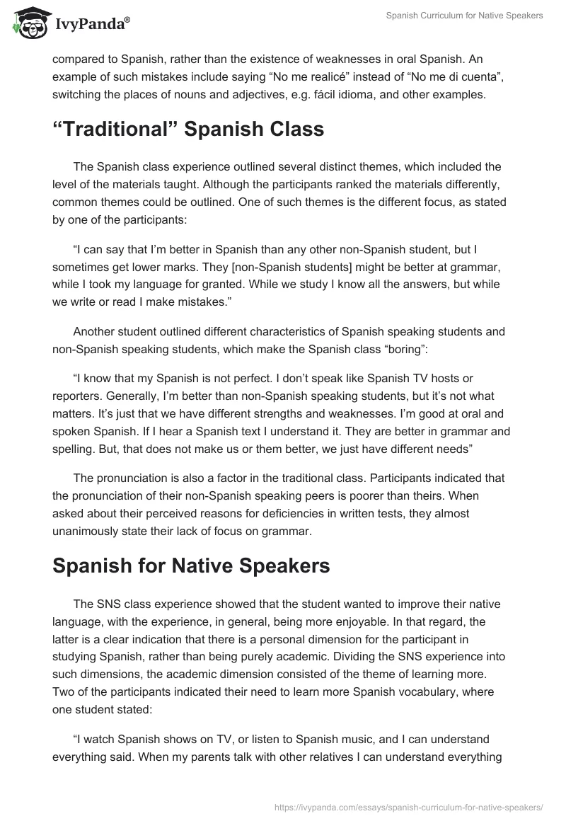 Spanish Curriculum for Native Speakers. Page 5