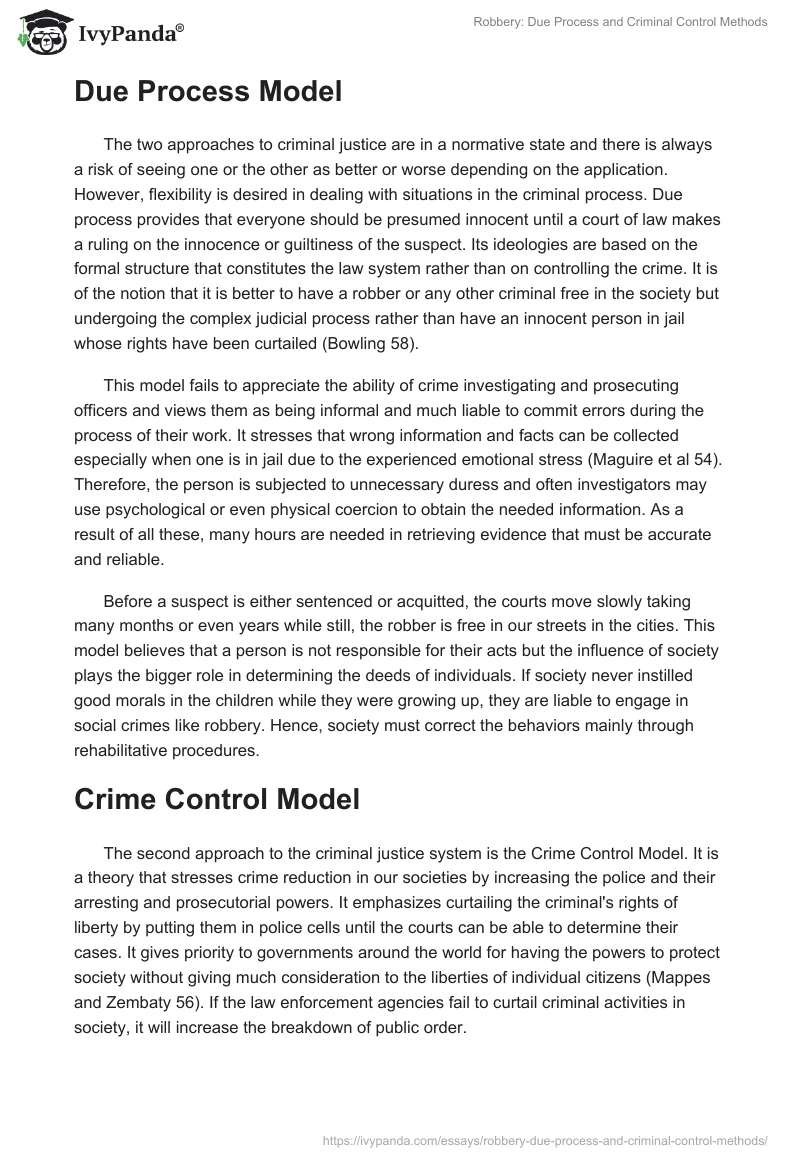 Robbery: Due Process and Criminal Control Methods. Page 2