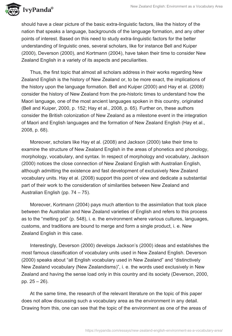 New Zealand English: Environment as a Vocabulary Area. Page 2