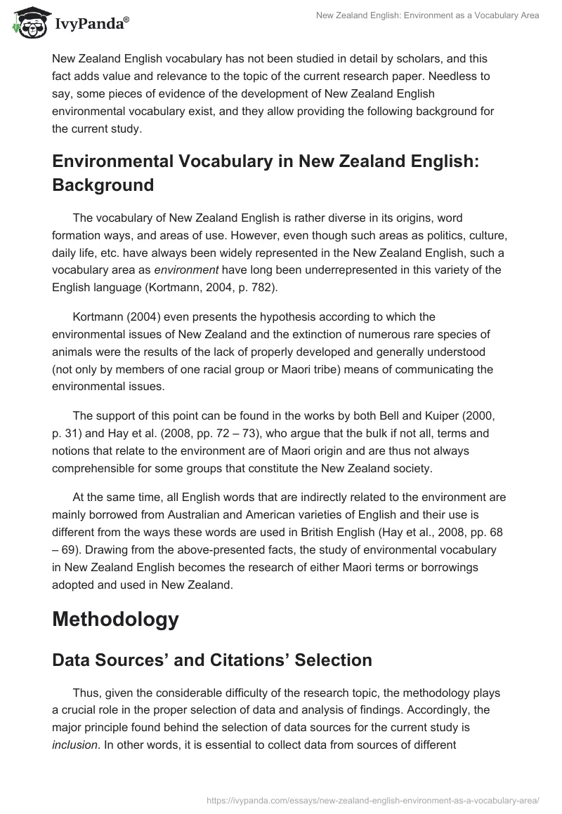 New Zealand English: Environment as a Vocabulary Area. Page 3