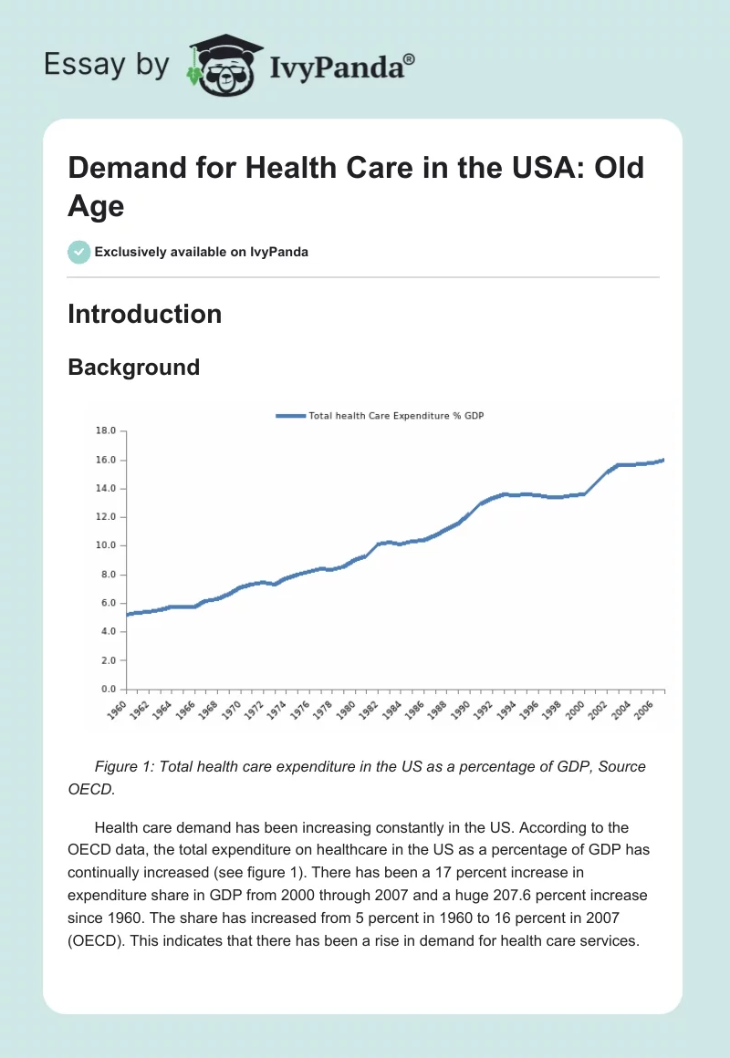 Demand for Health Care in the USA: Old Age. Page 1