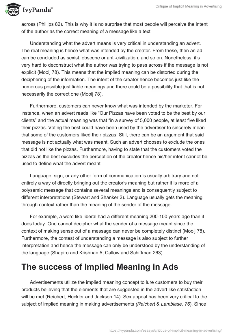 Critique of Implicit Meaning in Advertising. Page 3