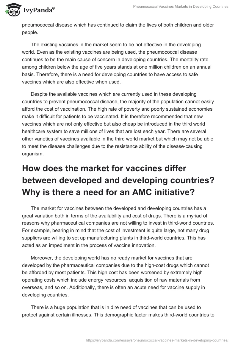Pneumococcal Vaccines Markets in Developing Countries. Page 2