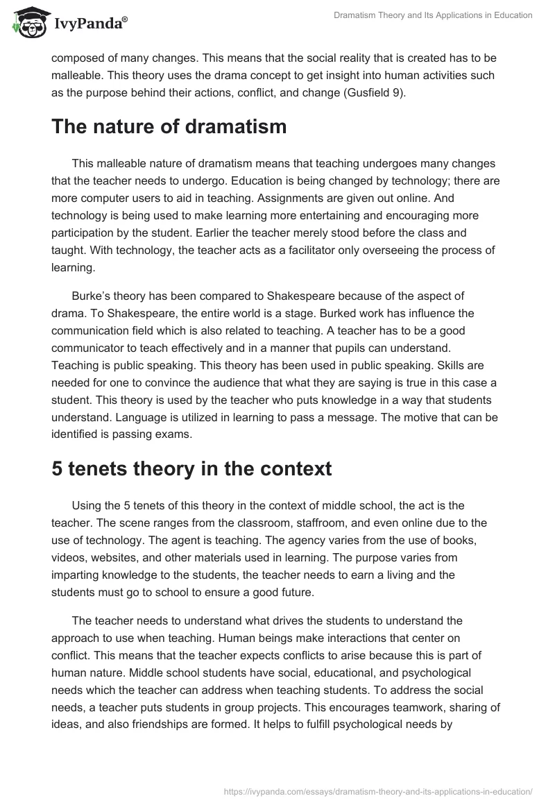 Dramatism Theory and Its Applications in Education. Page 2