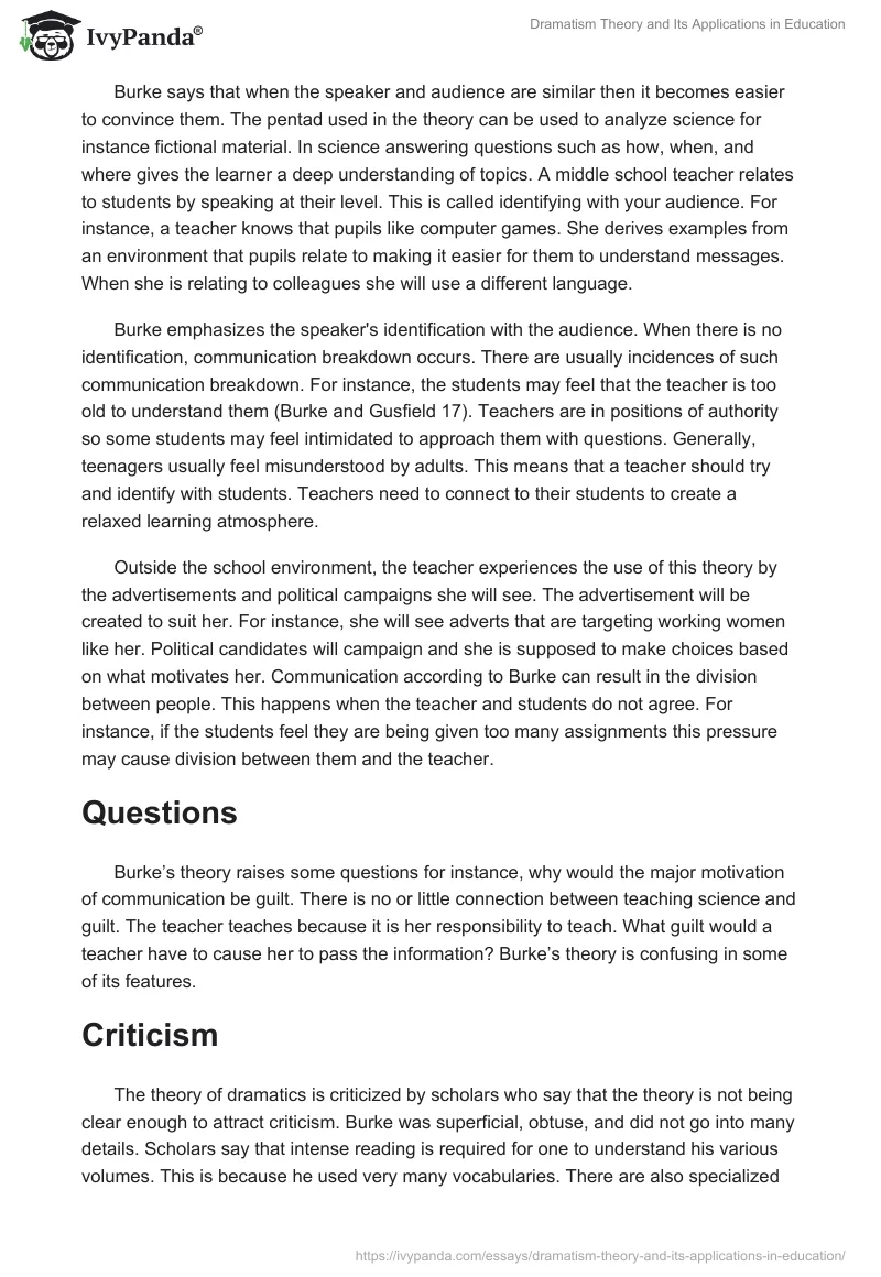 Dramatism Theory and Its Applications in Education. Page 4