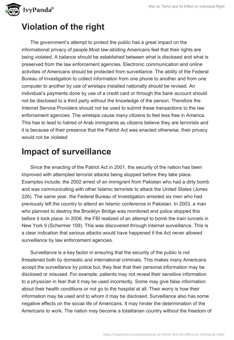 War on Terror and Its Effect on Individual Right. Page 4