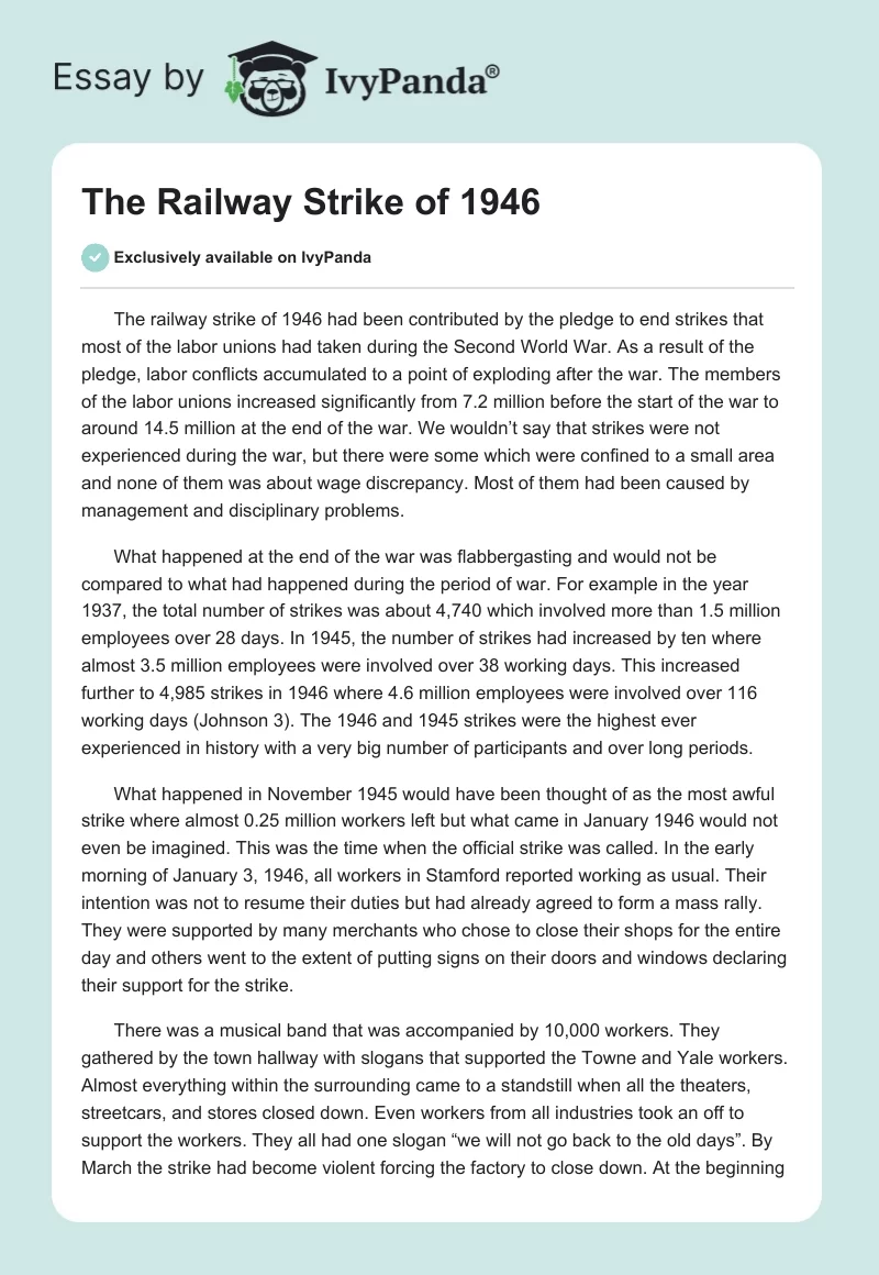 The Railway Strike of 1946. Page 1