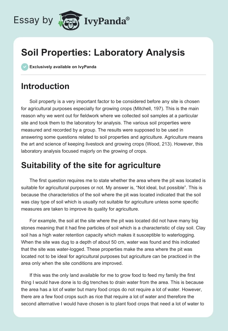 Soil Properties: Laboratory Analysis. Page 1