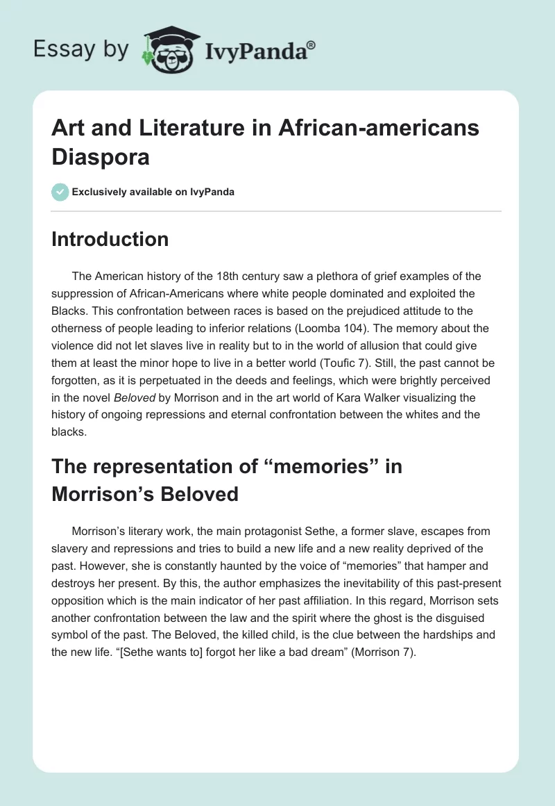 Art and Literature in African-americans Diaspora. Page 1