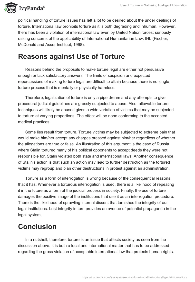 Use of Torture in Gathering Intelligent Information. Page 2