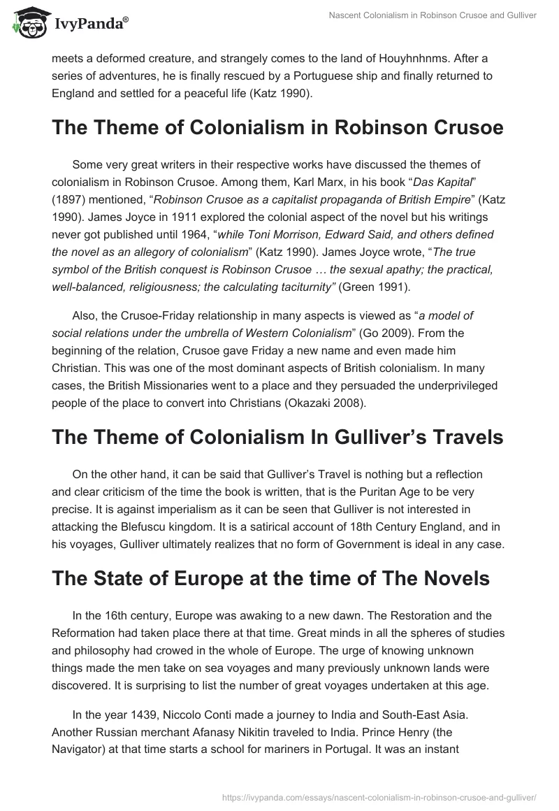 Nascent Colonialism in Robinson Crusoe and Gulliver. Page 4