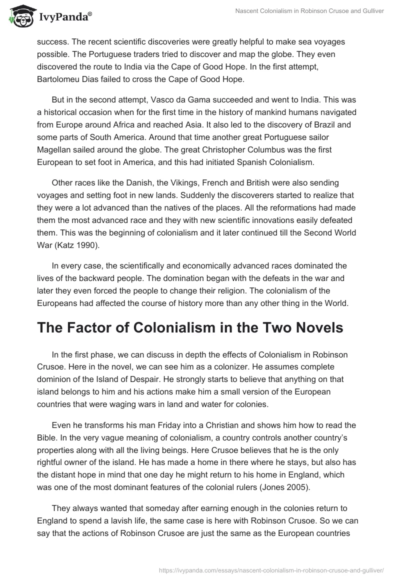 Nascent Colonialism in Robinson Crusoe and Gulliver. Page 5