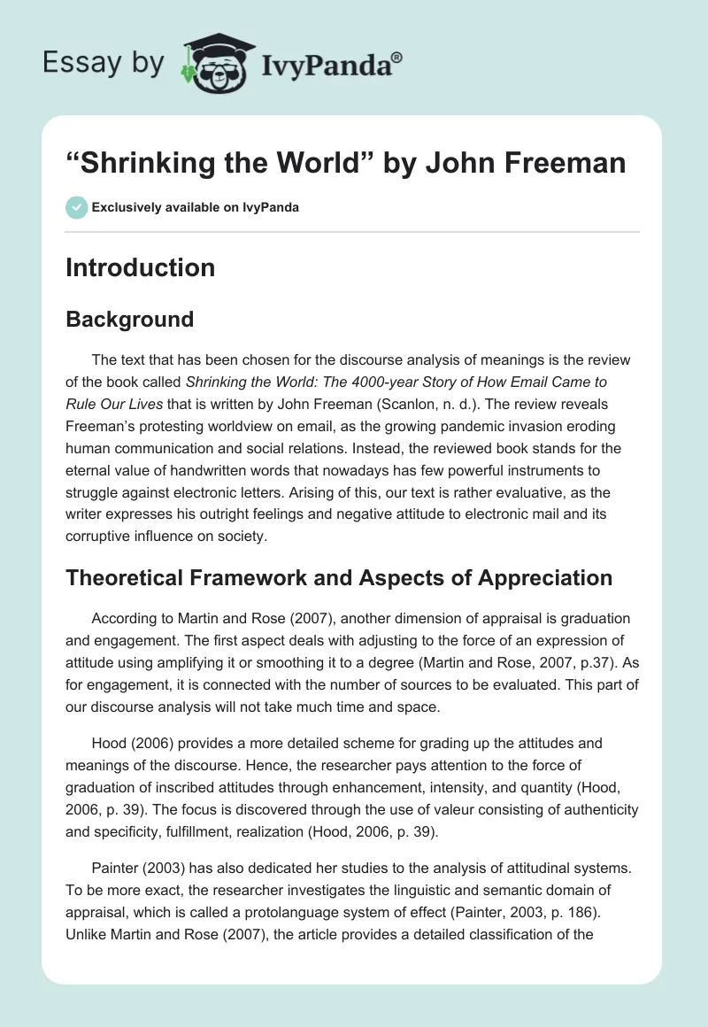 “Shrinking the World” by John Freeman. Page 1
