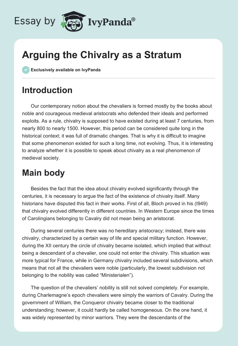 Arguing the Chivalry as a Stratum. Page 1